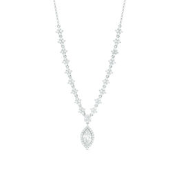 Marquise Lab-Created White Sapphire Frame Drop Necklace in Sterling Silver - 16"