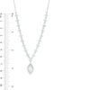 Thumbnail Image 2 of Marquise Lab-Created White Sapphire Frame Drop Necklace in Sterling Silver - 16"