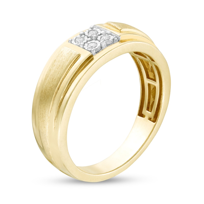 Men's 0.04 CT. T.W. Quad Diamond Anniversary Band in 10K Gold | Peoples ...