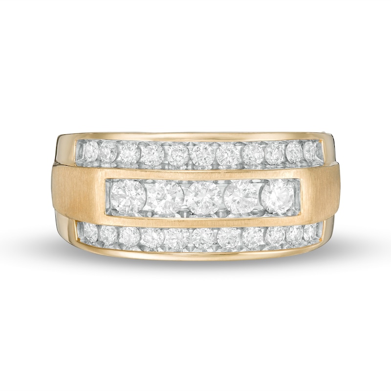 Men's 1.00 CT. T.W. Diamond Triple Row Ring in 10K Gold