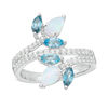 Thumbnail Image 1 of Multi-Gemstone Linear Cluster Coil Ring in Sterling Silver