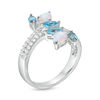 Thumbnail Image 3 of Multi-Gemstone Linear Cluster Coil Ring in Sterling Silver