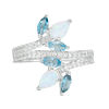 Thumbnail Image 4 of Multi-Gemstone Linear Cluster Coil Ring in Sterling Silver