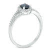 Thumbnail Image 1 of Oval Blue Sapphire and 0.17 CT. T.W. Diamond Frame Split Shank Ring in 10K White Gold