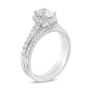 Thumbnail Image 1 of 1.20 CT. T.W. Canadian Certified Oval Centre Diamond Frame Bridal Set in 14K White Gold (I/SI2)