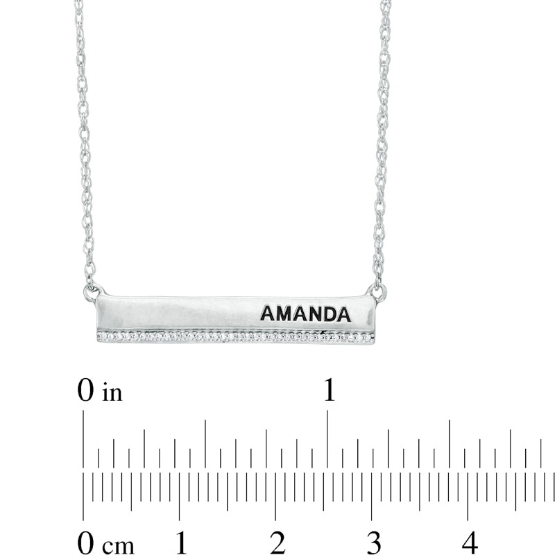 Main Image 2 of 1/20 CT. T.W. Diamond Name Bar Necklace in Sterling Silver (1 Name)