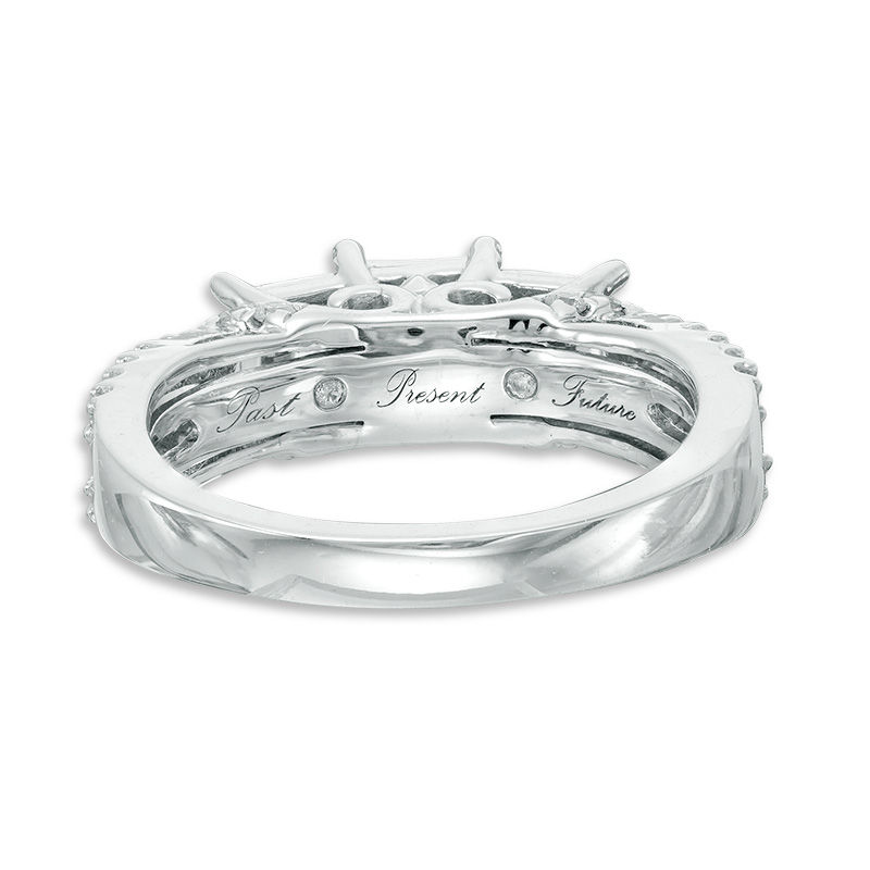 Main Image 3 of 0.95 CT. T.W. Princess-Cut Diamond Past Present Future® Engagement Ring in 10K White Gold