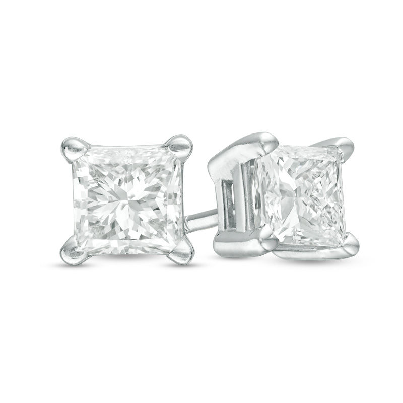 Princess cut diamond studs 14k white gold clearance