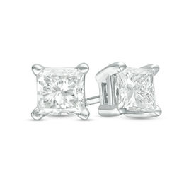 1.50 CT. T.W. Certified Princess-Cut Diamond Solitaire Stud Earrings in 14K White Gold (J/I2)