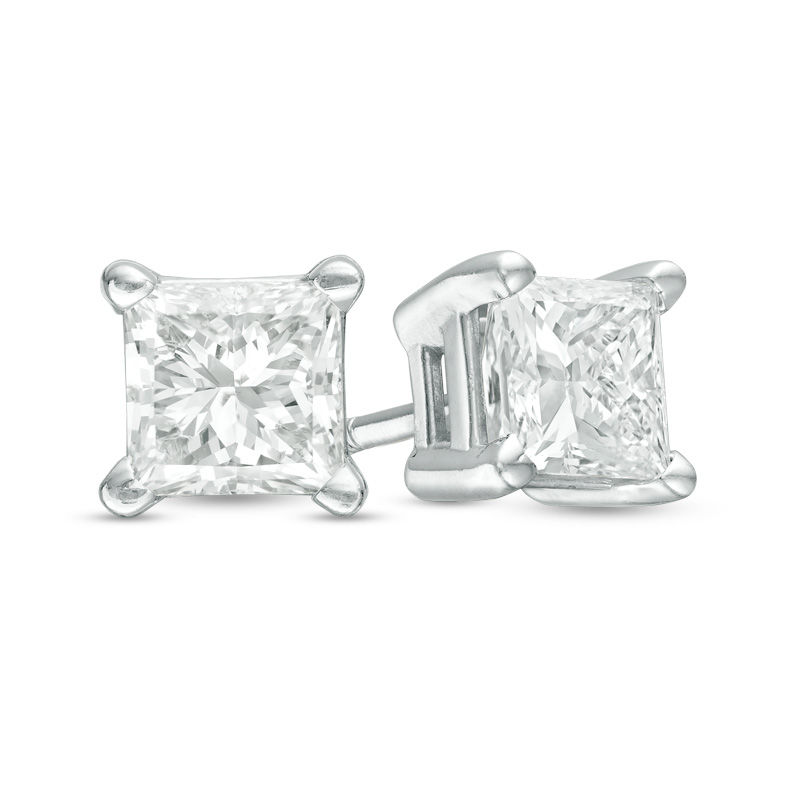 Certified princess cut shop diamond stud earrings