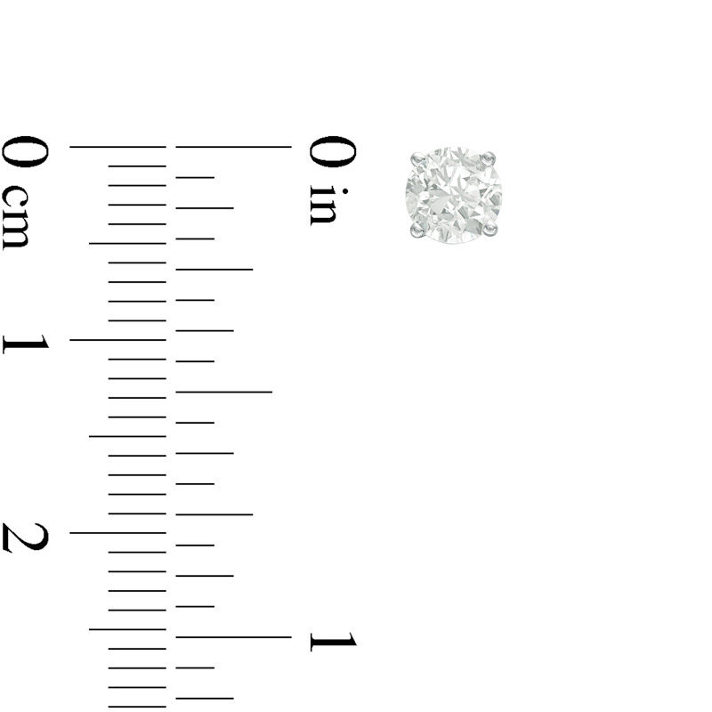Main Image 2 of 1.00 CT. T.W. Certified Diamond Solitaire Stud Earrings in 14K White Gold (J/I2)