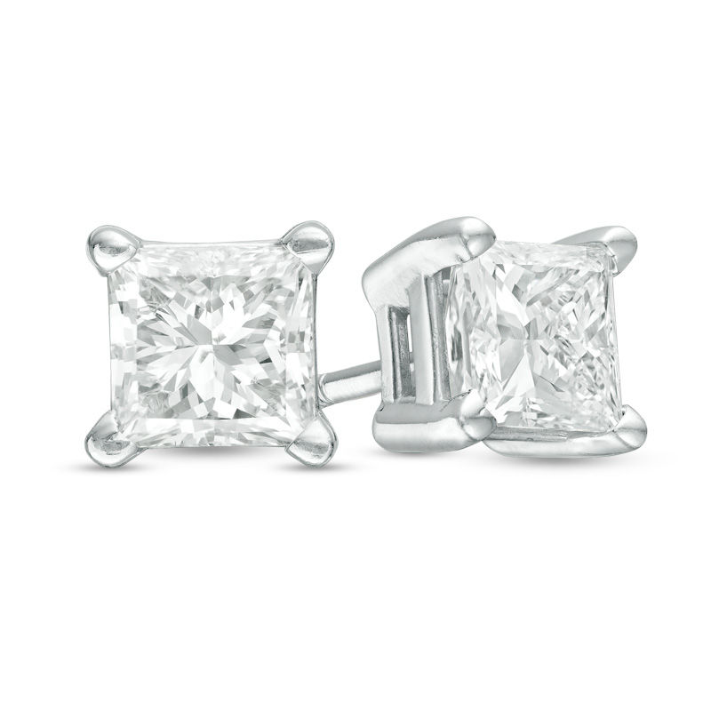 0.30 CT. T.W. Princess-Cut Diamond Solitaire Stud Earrings in 14K White Gold