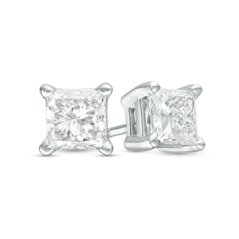 3.00 CT. T.W. Certified Princess-Cut Diamond Solitaire Stud Earrings in 14K White Gold (J/I2)