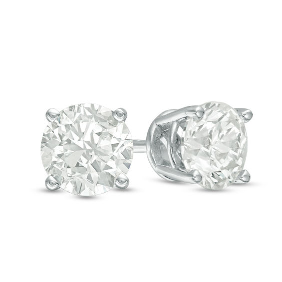 2.00 CT. T.W. Certified Diamond Solitaire Stud Earrings in 14K White Gold J I2