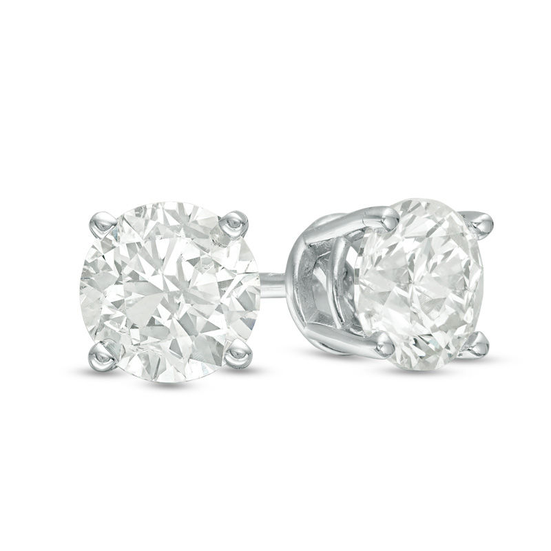 2.00 CT. T.W. Certified Diamond Solitaire Stud Earrings in 14K White Gold (J/I2)