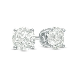 1.50 CT. T.W. Certified Diamond Solitaire Stud Earrings in 14K White Gold (J/I2)
