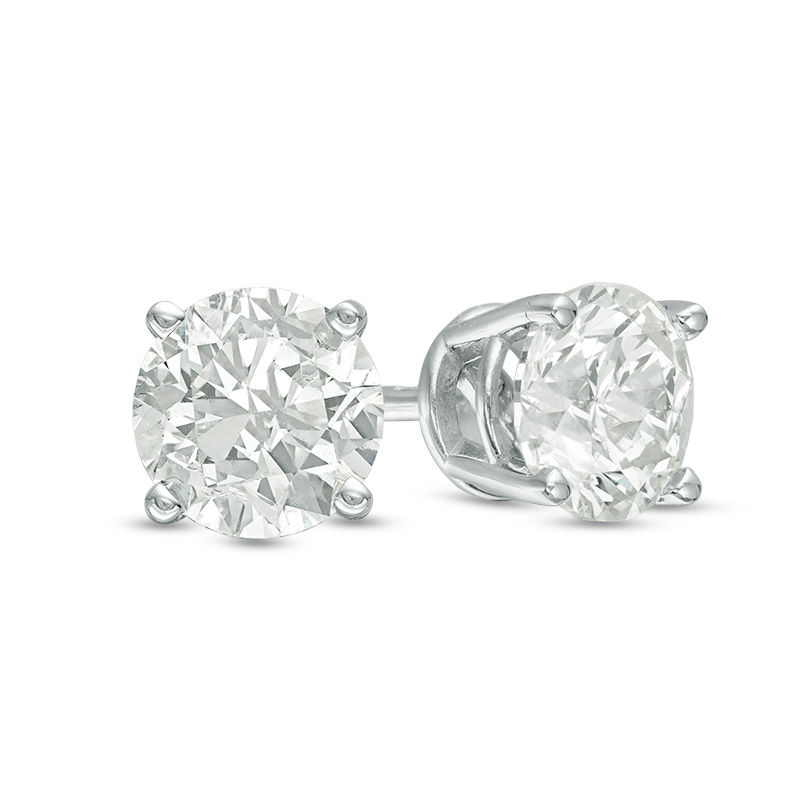 Main Image 1 of 0.10 CT. T.W. Diamond Solitaire Stud Earrings in 14K White Gold
