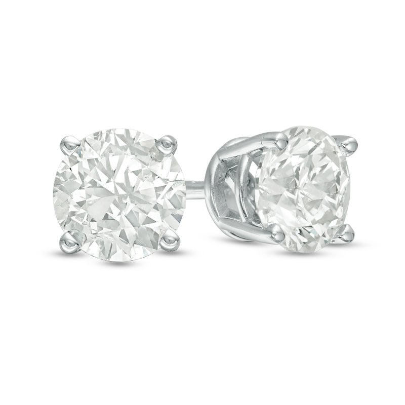 0.50 CT. T.W. Certified Diamond Solitaire Stud Earrings in 14K White Gold J I2 Peoples Jewellers