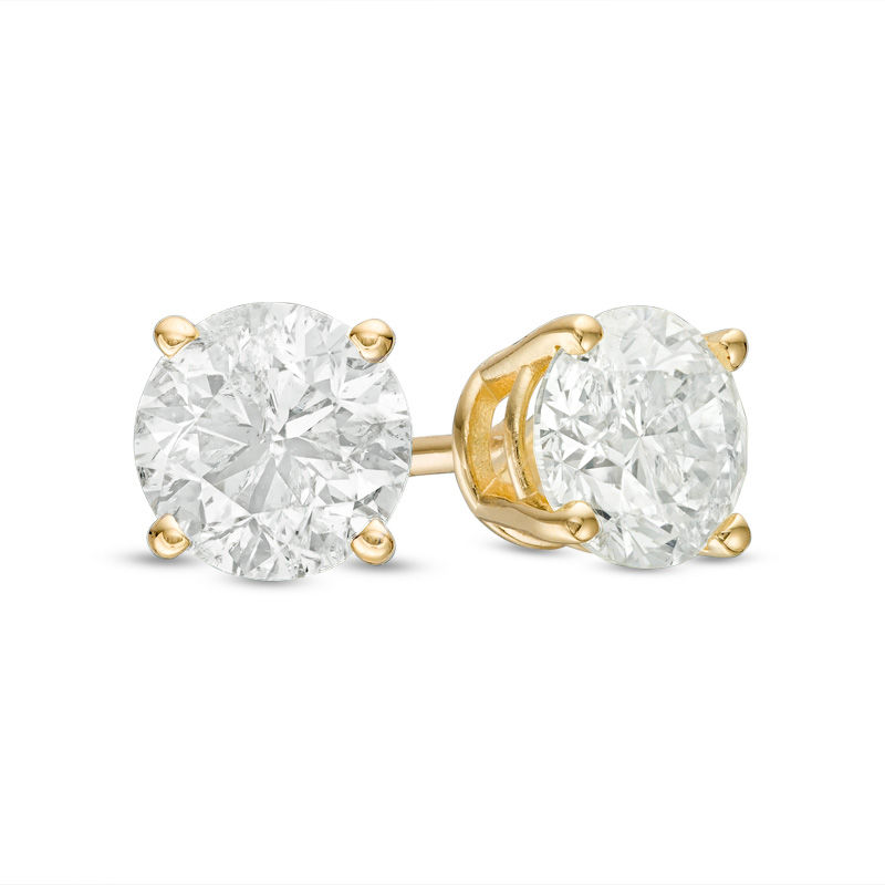 Main Image 1 of 0.50 CT. T.W. Certified Diamond Solitaire Stud Earrings in 14K Gold (J/I2)