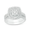 Thumbnail Image 0 of 1.00 CT. T.W. Composite Diamond Cushion Frame Three Piece Bridal Set in 10K White Gold