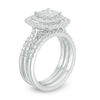 Thumbnail Image 1 of 1.00 CT. T.W. Composite Diamond Cushion Frame Three Piece Bridal Set in 10K White Gold