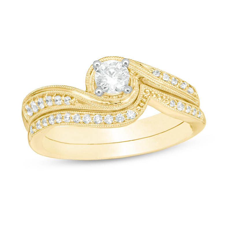 0.50 CT. T.W. Diamond Bypass Vintage-Style Bridal Set in 10K Gold