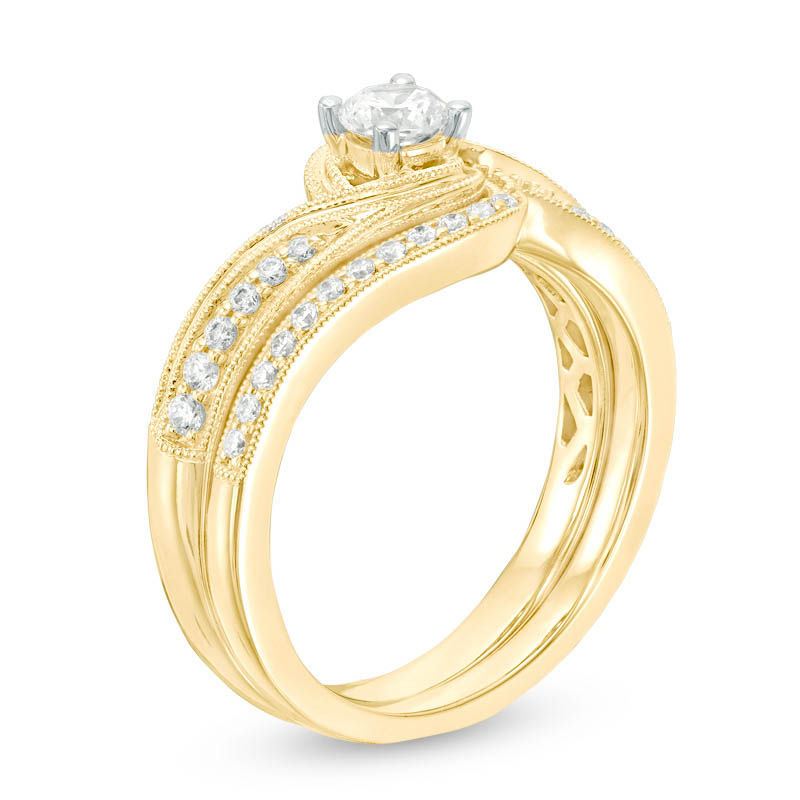 0.50 CT. T.W. Diamond Bypass Vintage-Style Bridal Set in 10K Gold