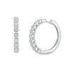 Thumbnail Image 1 of 0.20 CT. T.W. Diamond Octagon Hoop Earrings in 10K White Gold