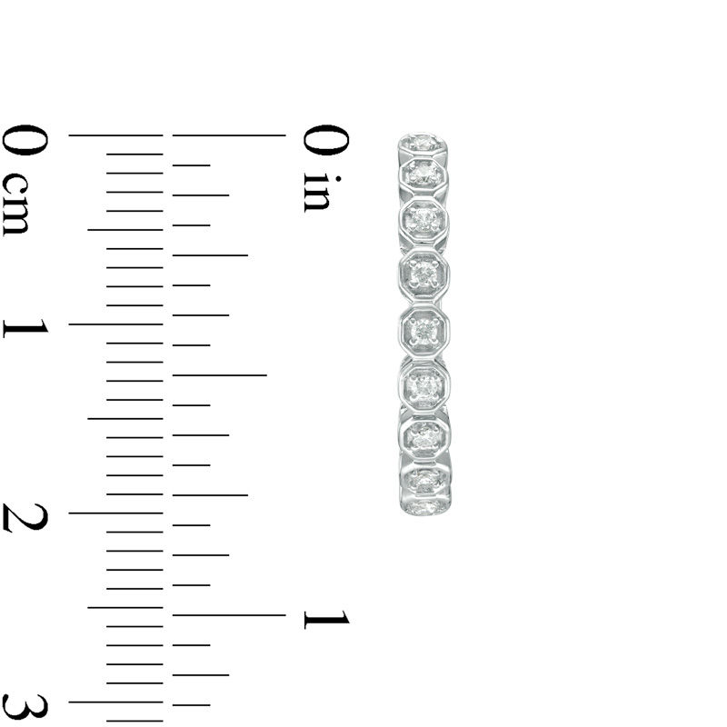 Main Image 2 of 0.20 CT. T.W. Diamond Octagon Hoop Earrings in 10K White Gold