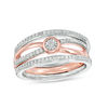 Thumbnail Image 1 of Convertibilities 0.20 CT. T.W. Diamond Crossover Three-in-One Ring in Sterling Silver and 10K Rose Gold
