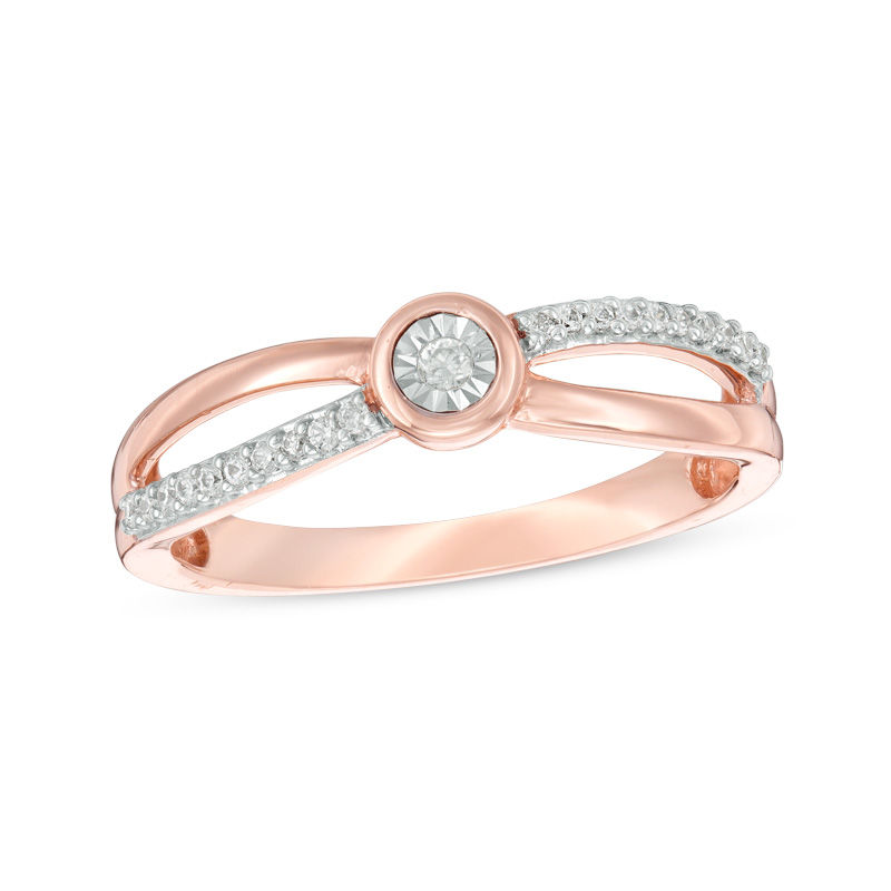 Main Image 4 of Convertibilities 0.20 CT. T.W. Diamond Crossover Three-in-One Ring in Sterling Silver and 10K Rose Gold
