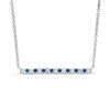 Thumbnail Image 1 of Vera Wang Love Collection Blue Sapphire and 0.07 CT. T.W. Diamond Alternating Bar Necklace in Sterling Silver - 19"