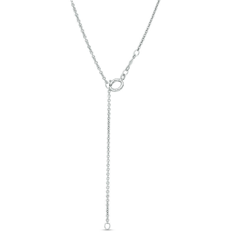 Vera Wang Love Collection Blue Sapphire and 0.07 CT. T.W. Diamond Alternating Bar Necklace in Sterling Silver - 19"