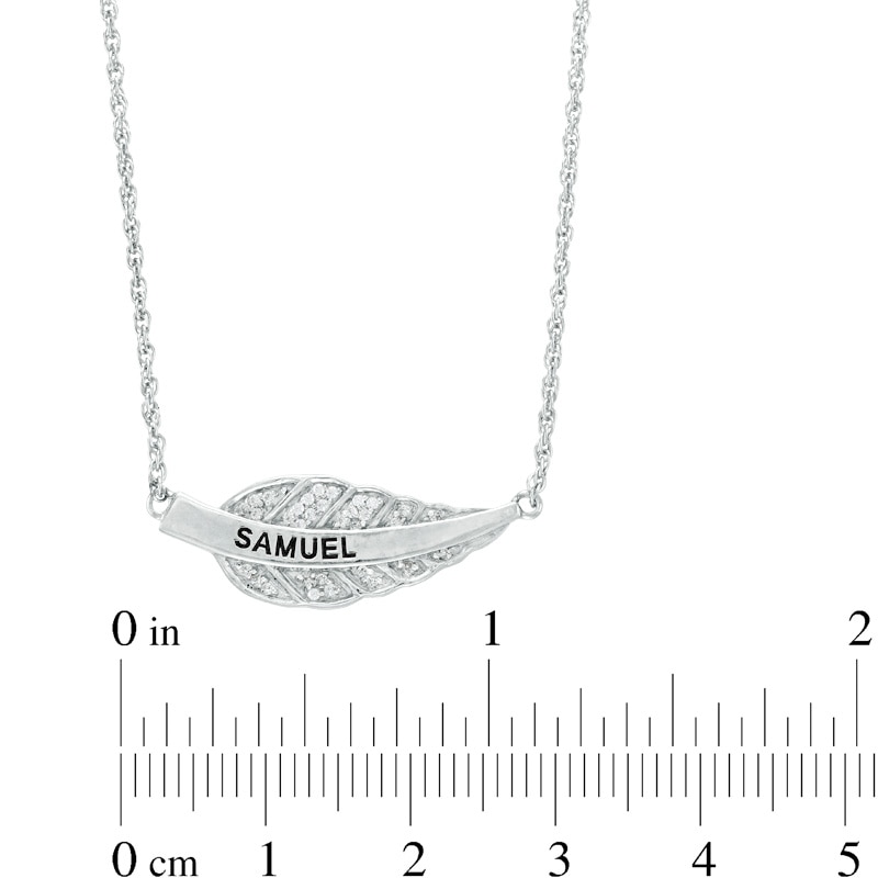 Main Image 2 of 1/15 CT. T.W. Diamond Sideways Leaf Necklace in Sterling Silver (1 Name)