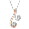 Convertibilities 0.16 CT. T.W. Diamond Double Swirl Drop Three-in-One Pendant in Sterling Silver and 10K Rose Gold