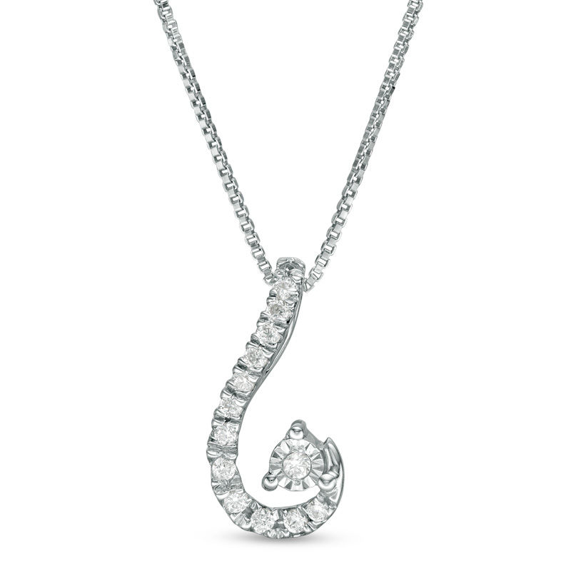 Convertibilities 0.16 CT. T.W. Diamond Double Swirl Drop Three-in-One Pendant in Sterling Silver and 10K Rose Gold