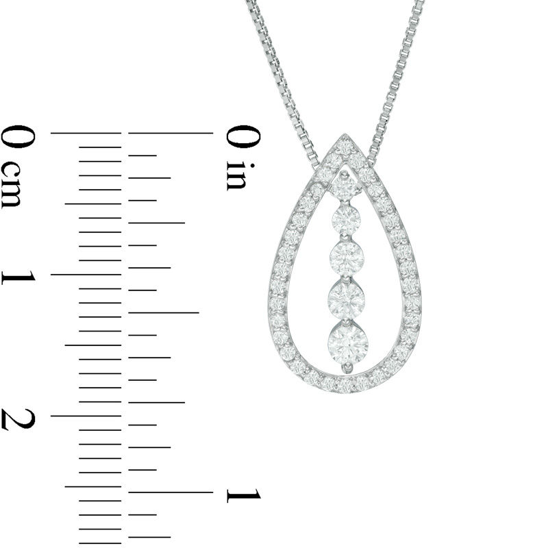Convertibilities 0.50 CT. T.W. Diamond Five Stone Teardrop Three-in-One Pendant in 10K White Gold