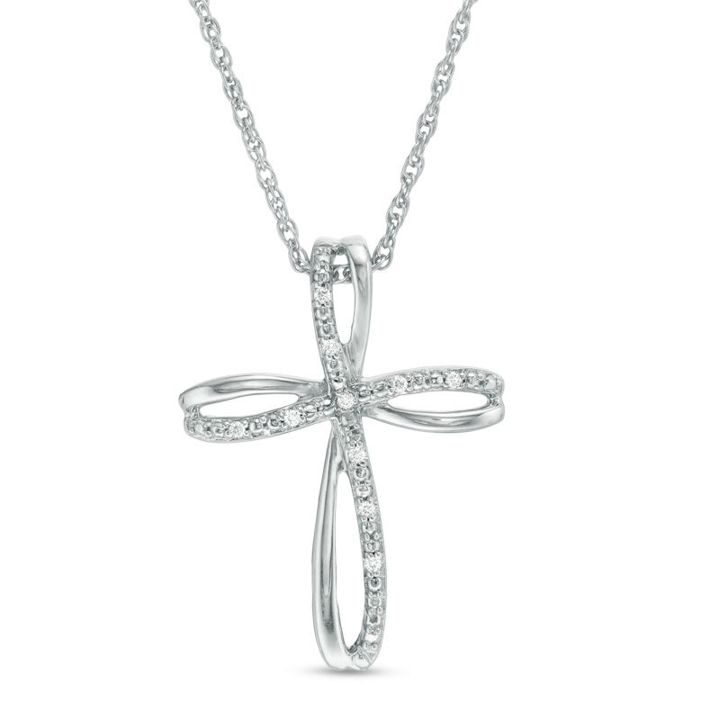 Diamond Accent Loop Cross Pendant in Sterling Silver|Peoples Jewellers