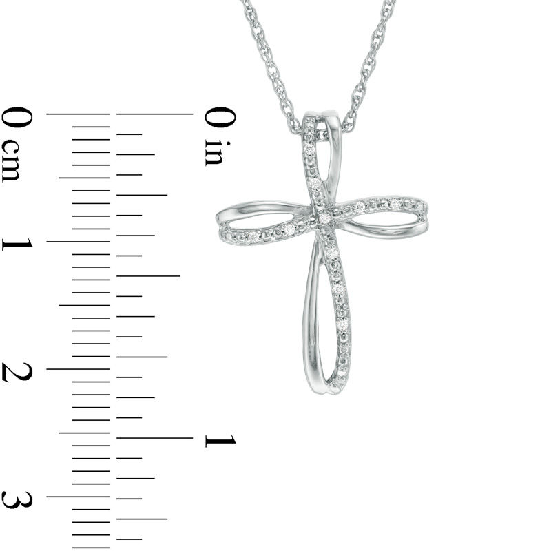 Main Image 2 of Diamond Accent Loop Cross Pendant in Sterling Silver