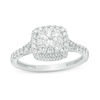 Thumbnail Image 0 of 0.60 CT. T.W. Certified Canadian Diamond Double Cushion Frame Engagement Ring in 14K White Gold (I/I2)