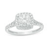 Thumbnail Image 1 of 0.60 CT. T.W. Certified Canadian Diamond Double Cushion Frame Engagement Ring in 14K White Gold (I/I2)