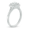 Thumbnail Image 1 of 0.60 CT. T.W. Certified Canadian Diamond Double Cushion Frame Engagement Ring in 14K White Gold (I/I2)