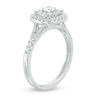 Thumbnail Image 2 of 0.60 CT. T.W. Certified Canadian Diamond Double Cushion Frame Engagement Ring in 14K White Gold (I/I2)