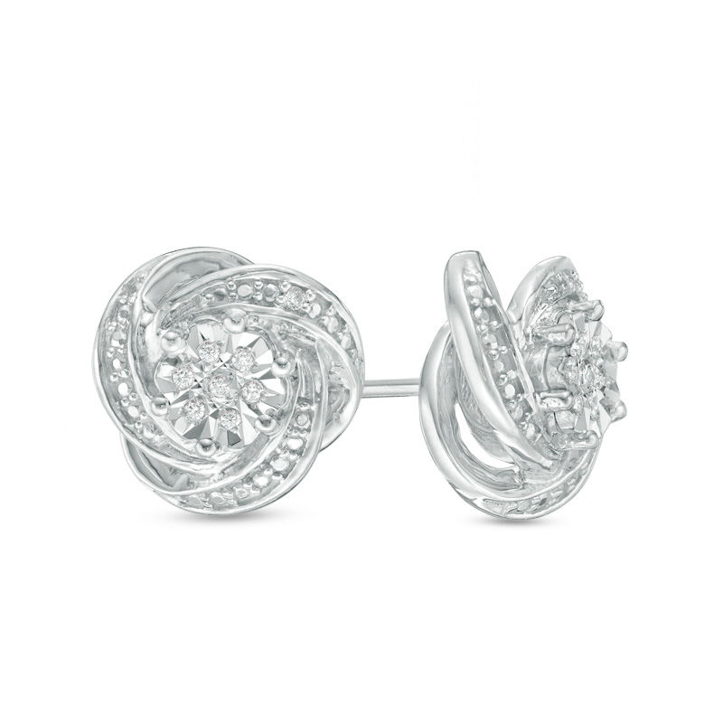 0.04 CT. T.W. Composite Diamond Swirl Stud Earrings in Sterling Silver|Peoples Jewellers