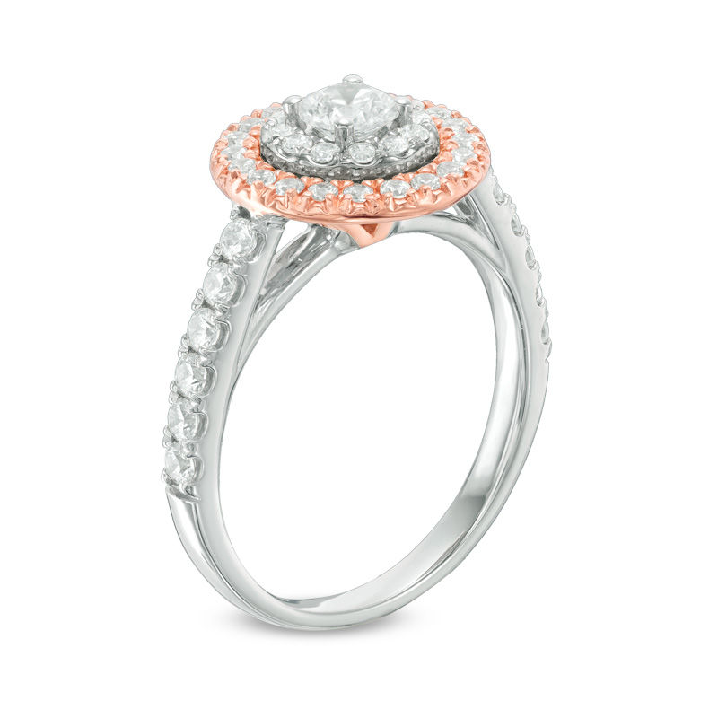 Main Image 2 of 1.00 CT. T.W. Diamond Double Frame Engagement Ring in 10K Two-Tone Gold