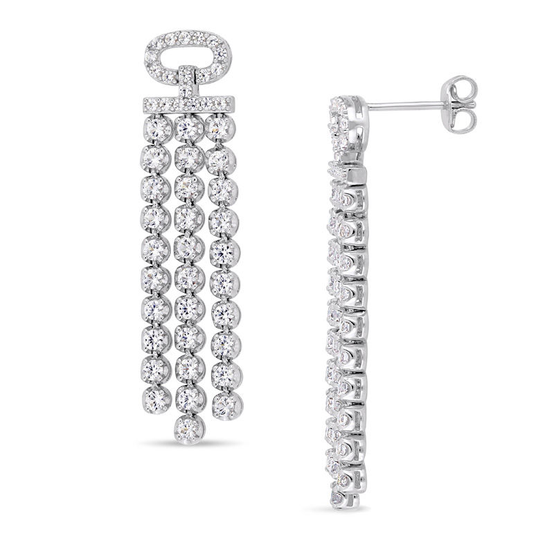 Lab-Created White Sapphire Chandelier Drop Earrings in Sterling Silver|Peoples Jewellers