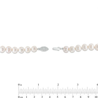 7.5-8.0mm Freshwater Cultured Pearl Strand Necklace with Sterling Silver Filigree Clasp-24"