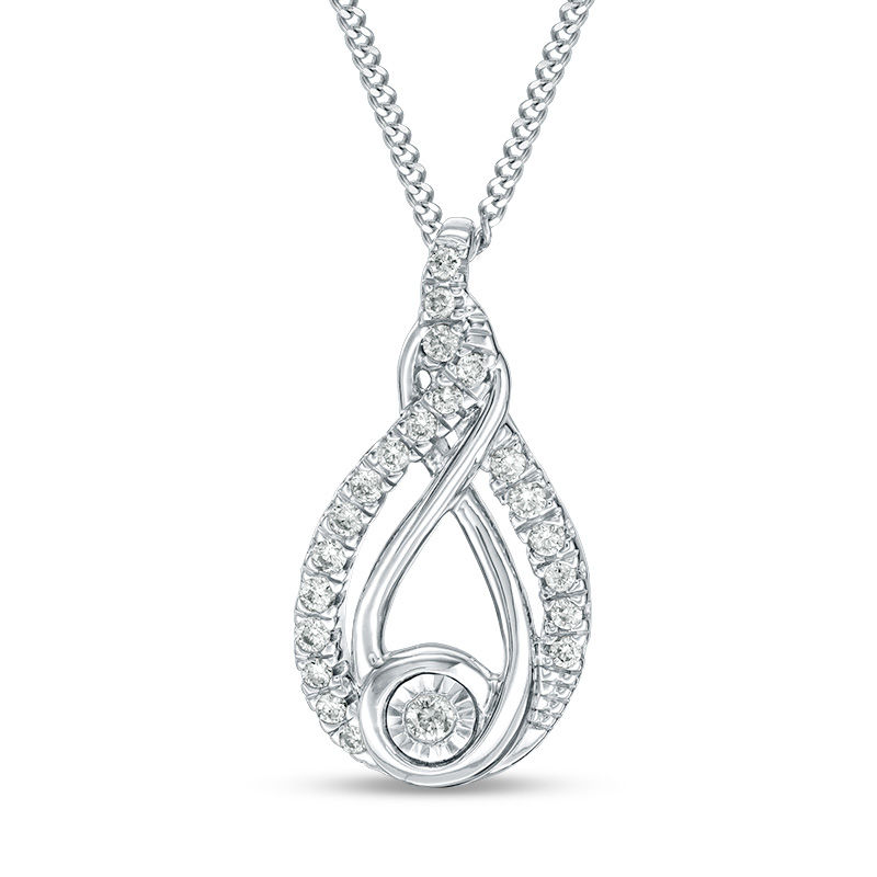 Main Image 1 of Interwoven™ 0.09 CT. T.W. Diamond Pendant in Sterling Silver - 19"