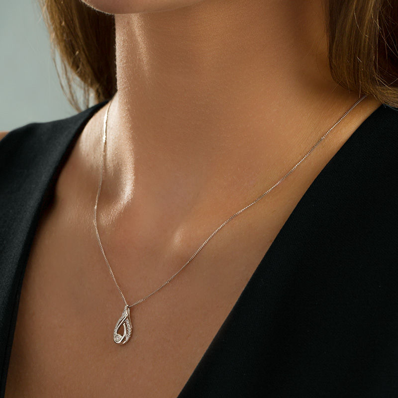 Main Image 2 of Interwoven™ 0.09 CT. T.W. Diamond Pendant in Sterling Silver - 19"