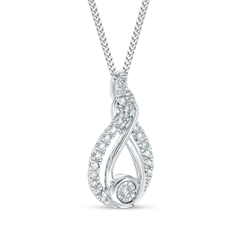 Main Image 3 of Interwoven™ 0.09 CT. T.W. Diamond Pendant in Sterling Silver - 19"